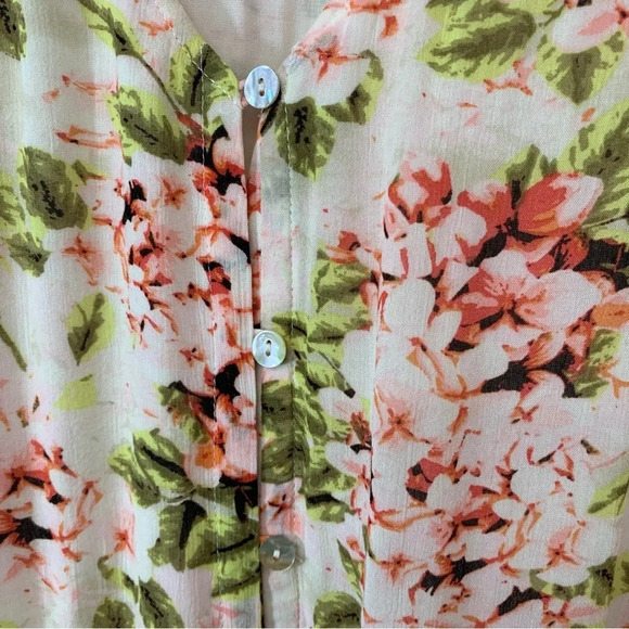 J Jill Midi Dress Small Pink Floral Cottage Core Flowy Boho‎ Coastal Peasant - Picture 9 of 15